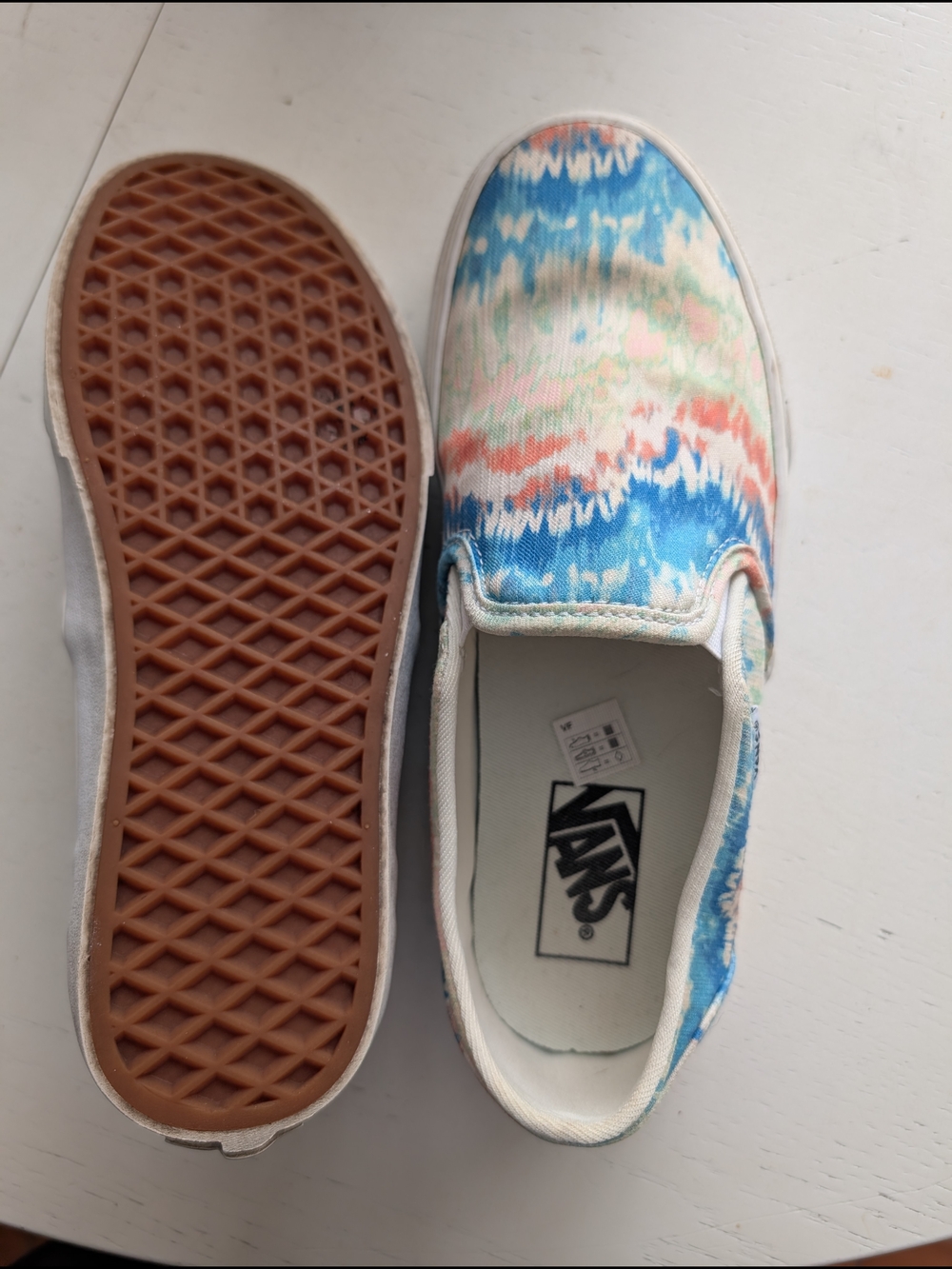 Vans Womens Tie-Dye Slip-On Sneakers in Blue, Pink, Green